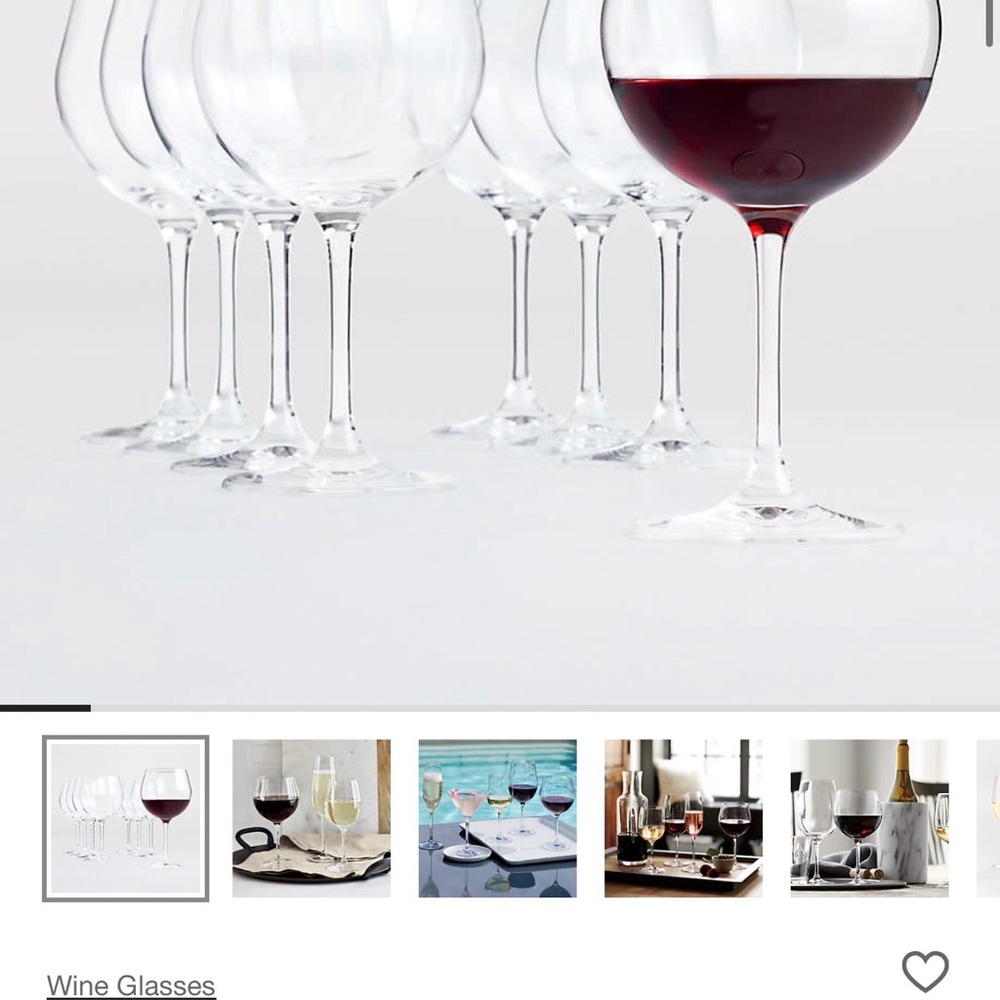 Crate + Barrel Red Wine Glasses - Set of 7